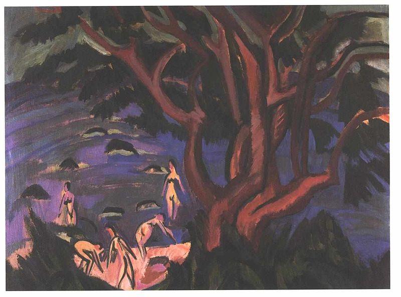 Ernst Ludwig Kirchner red tree on the beach Sweden oil painting art